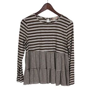 Altar'd State Brown White Stripe Boho Shirt Top Women's Size Medium